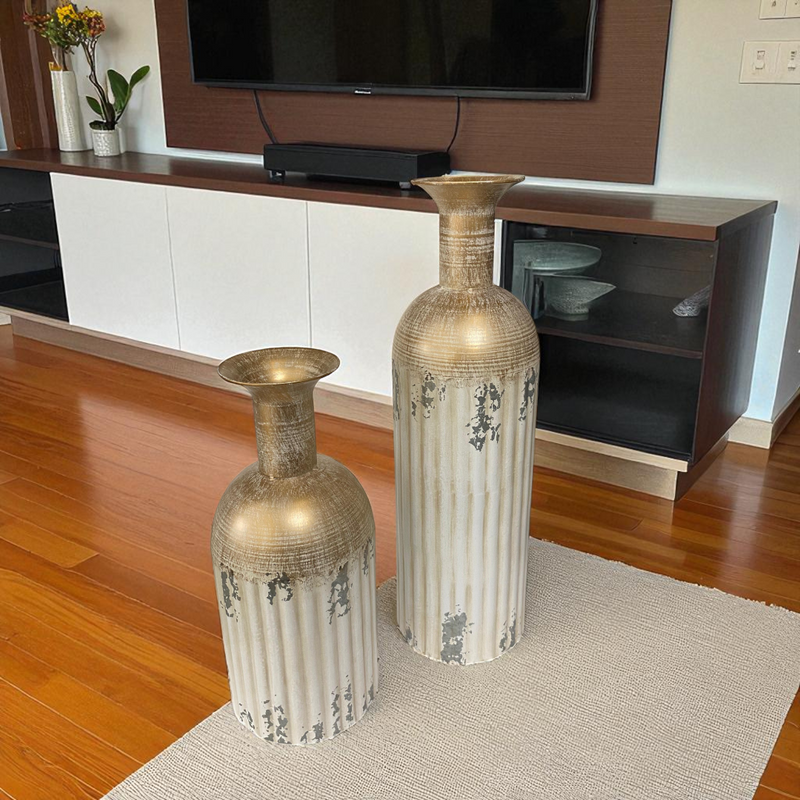 Vintage White & Gold Decorative Vases