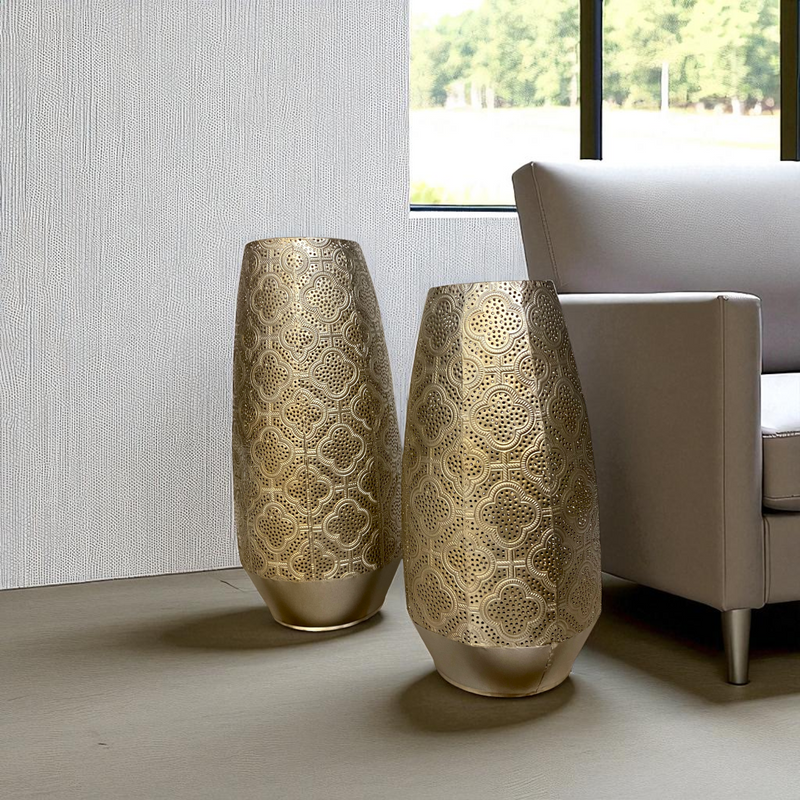 Luxury Gold Decorative Vases with Intricate Pattern