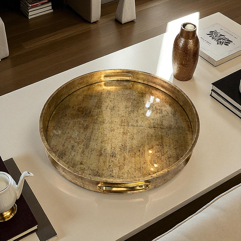 Antique Gold-Finish Serving Trays