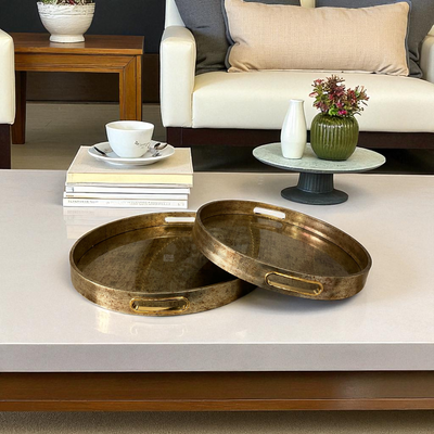 Antique Gold-Finish Serving Trays