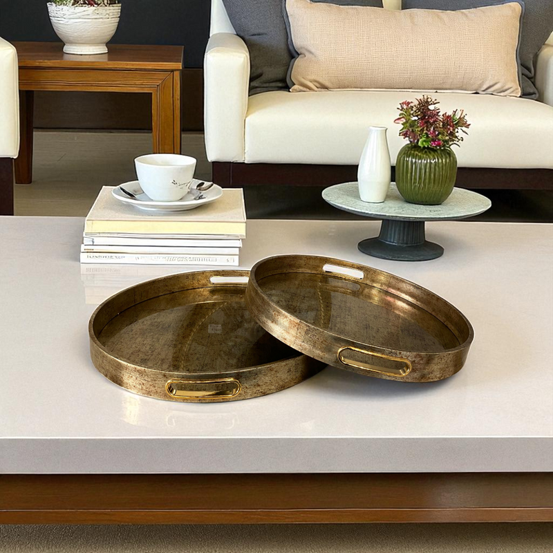 Antique Gold-Finish Serving Trays