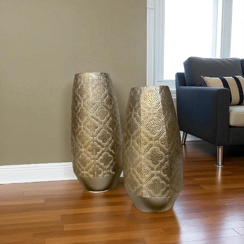 Luxury Gold Decorative Vases with Intricate Pattern