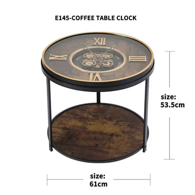 Rustic Mechanism Clock SideTable