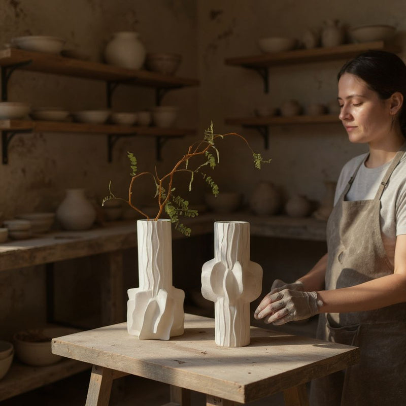 Sculpted Wave Ceramic Vase