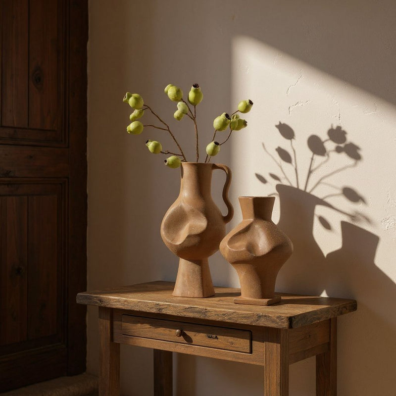 Matte Sand-Textured Abstract Ceramic Vase