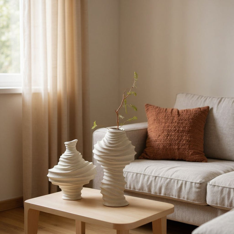 Rippled Textured Ceramic Vase