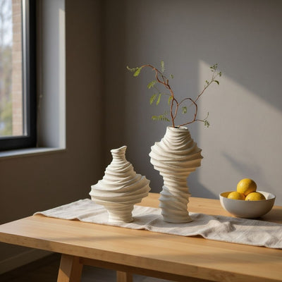 Rippled Textured Ceramic Vase