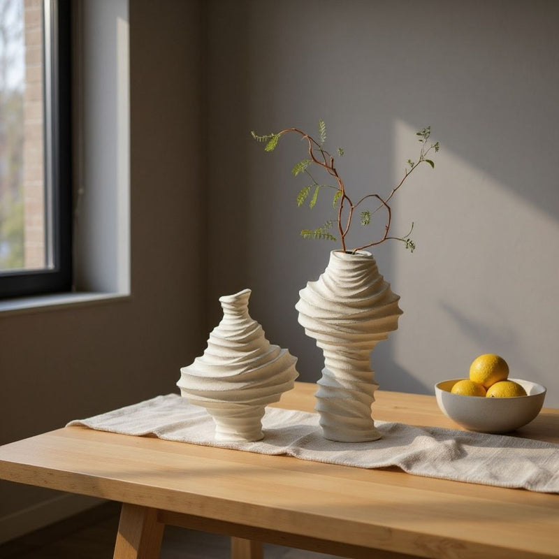 Rippled Textured Ceramic Vase
