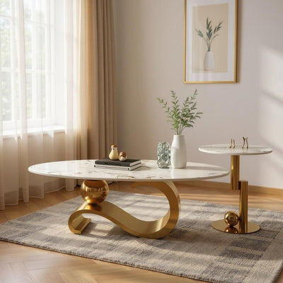 Modern SS Console Center Table with Marble Top