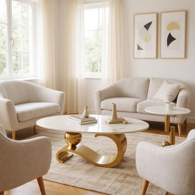 Modern SS Console Center Table with Marble Top