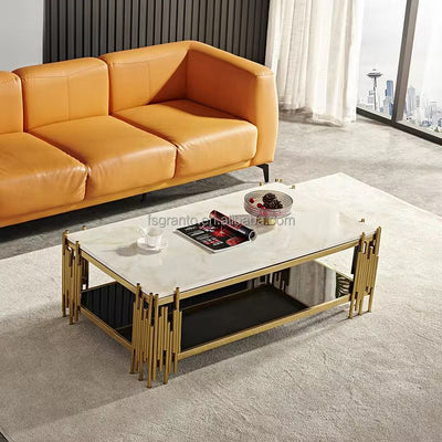 Heavy SS Marble Top Center Table