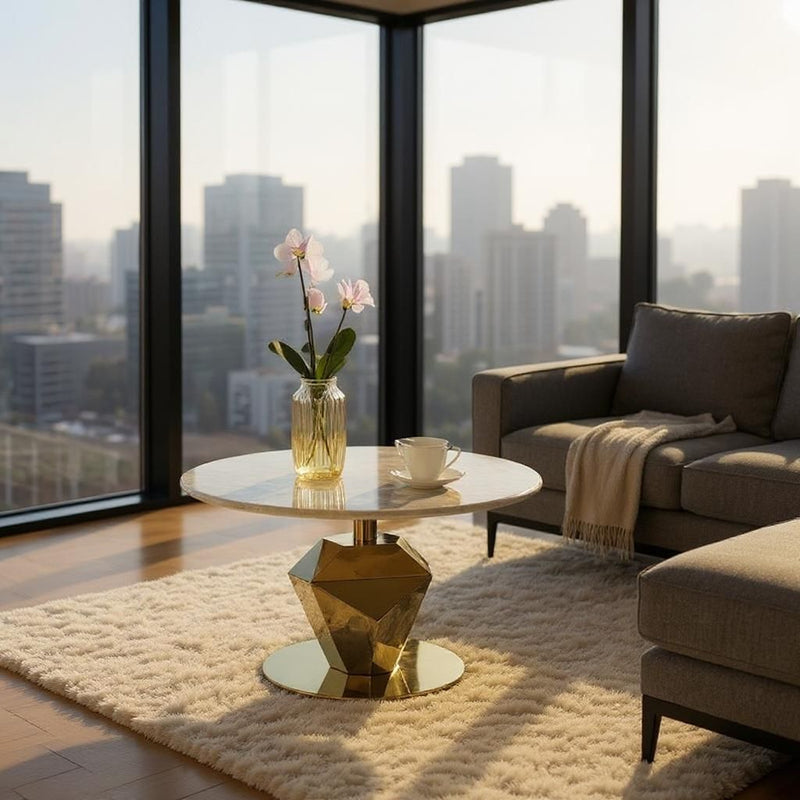 Modern SS Top Glass Center Table Set