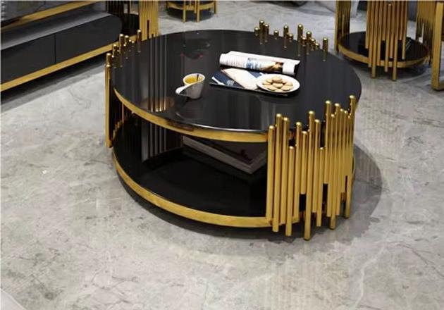Imported Stainless Steel Center Table with Tempered Glass Top