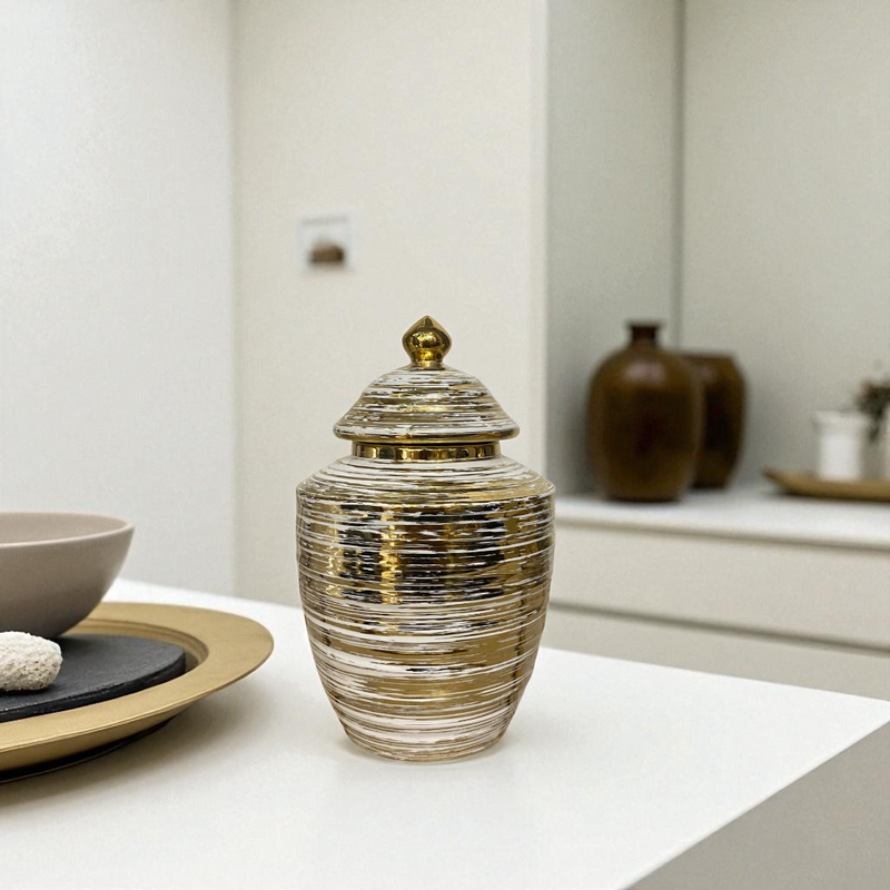 Golden Wave Textured Ceramic Mini Jars