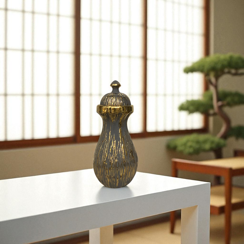 Retro Black-Gold Mini Ceramic Jars