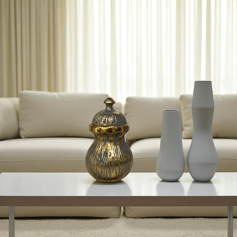 Retro Black-Gold Mini Ceramic Jars