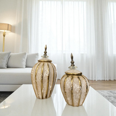 Retro Crown White-Gold Ceramic Mini Jars
