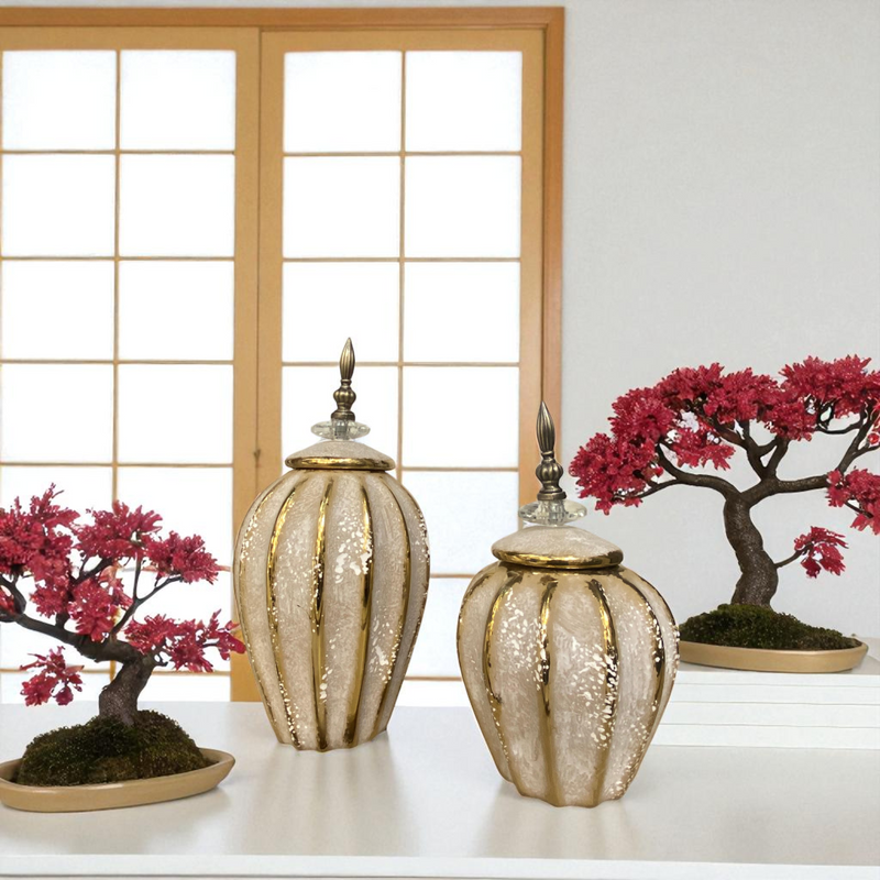 Retro Crown White-Gold Ceramic Mini Jars
