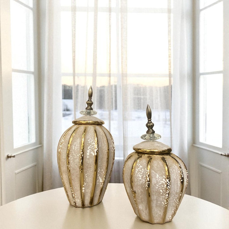 Retro Crown White-Gold Ceramic Mini Jars