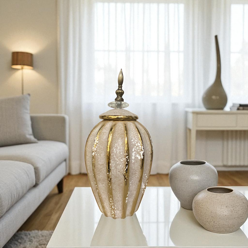Retro Crown White-Gold Ceramic Mini Jars