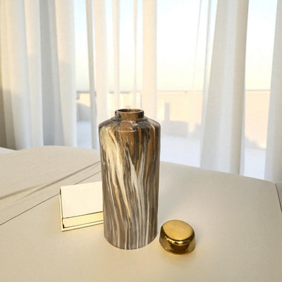 Modern Marble-Effect Ceramic Jars with Gold Lids