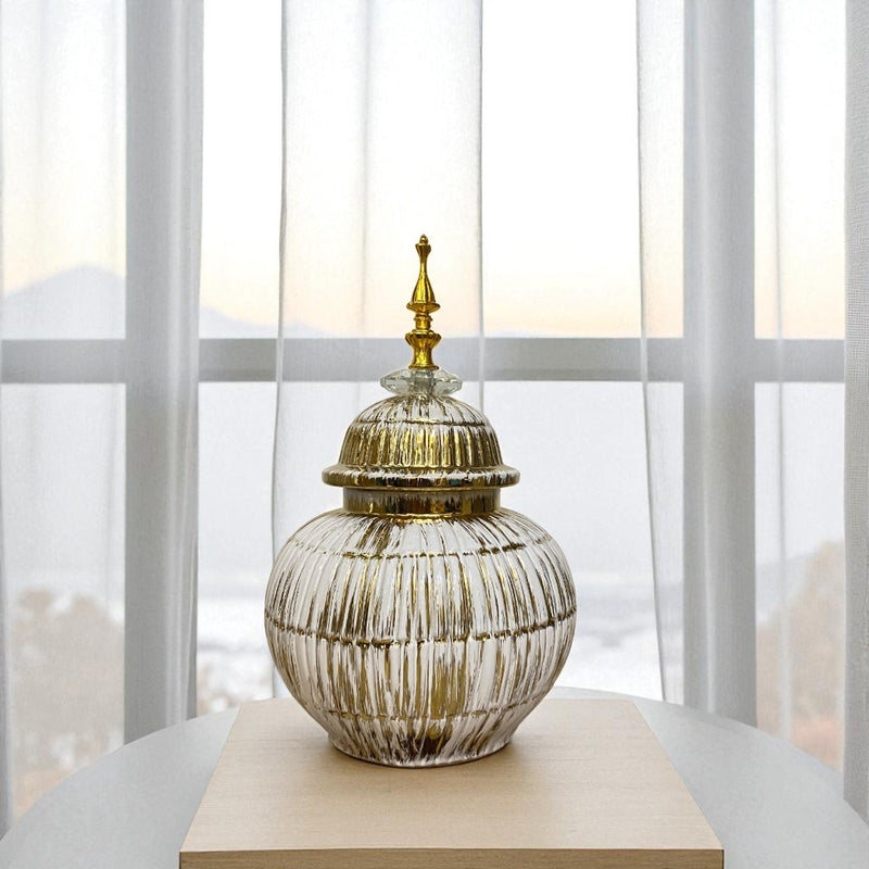Antique White-Gold Drip Glazed Ceramic Candy Jars