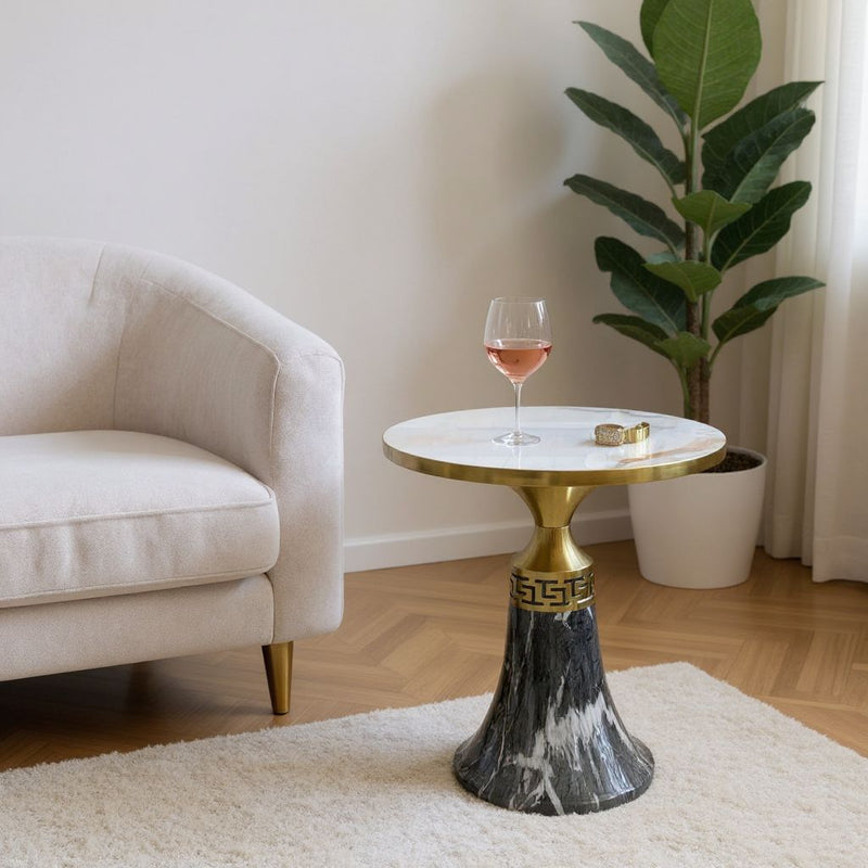 Modern Metallic Cofee Table Top White Marble