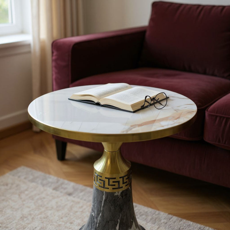 Modern Metallic Cofee Table Top White Marble