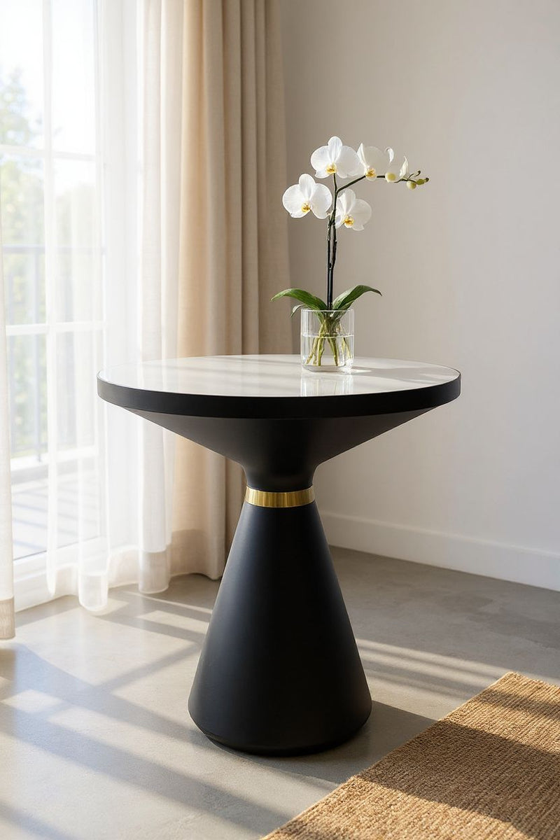 Novo Metallic Marble Coffee Table – White Marble Top
