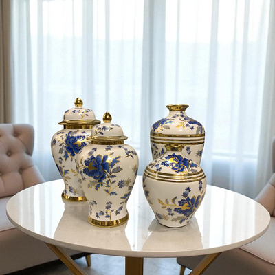 Royal Bloom Porcelain Candy Urns, Jars and Vases