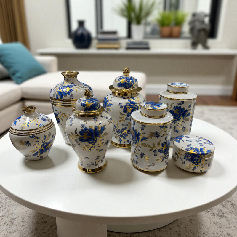 Royal Bloom Porcelain Candy Urns, Jars and Vases