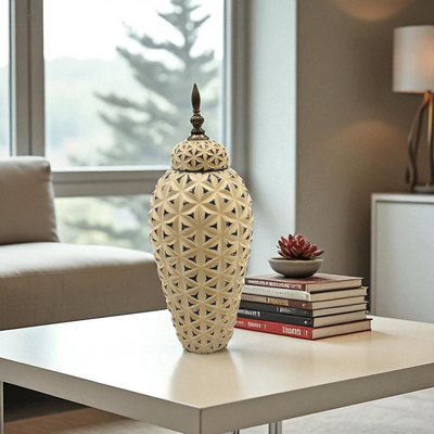 Imperial Carved Ivory Ceramic Jars