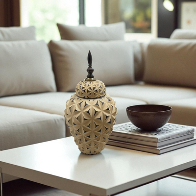 Imperial Carved Ivory Ceramic Jars