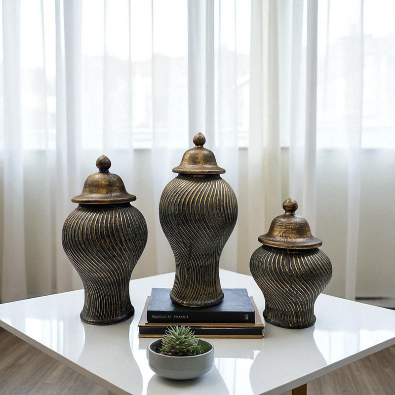 Regal Bronze Textured Ginger Jars