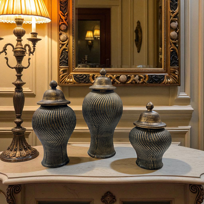 Regal Bronze Textured Ginger Jars