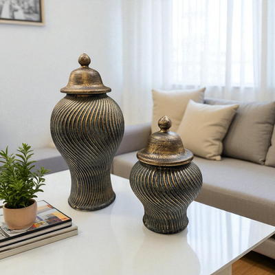 Regal Bronze Textured Ginger Jars