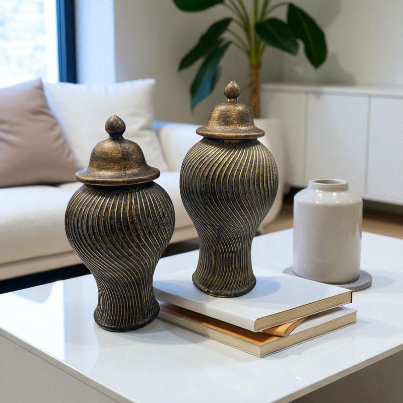 Regal Bronze Textured Ginger Jars