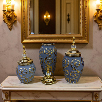 Royal Elegance Grey-Gold Candy Jars