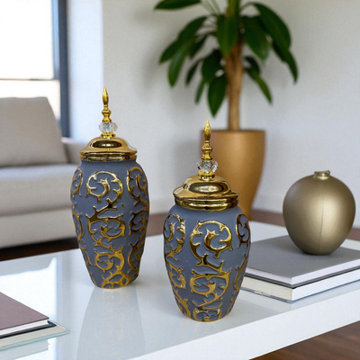 Royal Elegance Grey-Gold Candy Jars