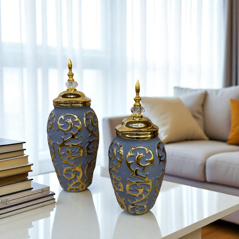 Royal Elegance Grey-Gold Candy Jars