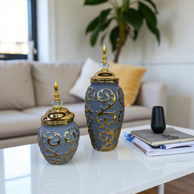 Royal Elegance Grey-Gold Candy Jars