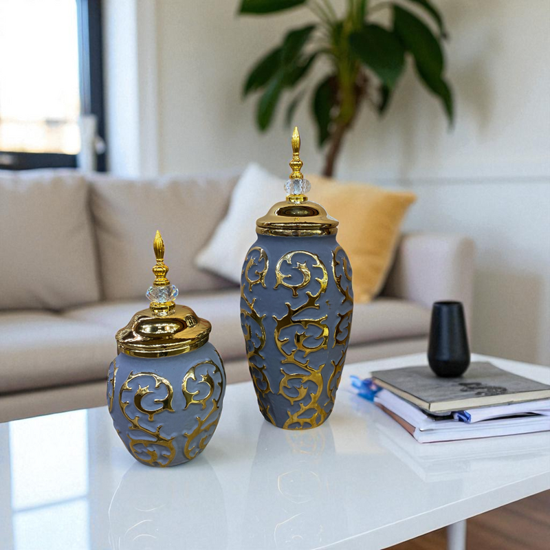Royal Elegance Grey-Gold Candy Jars