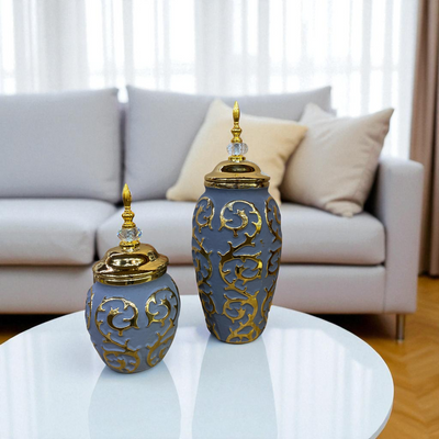 Royal Elegance Grey-Gold Candy Jars