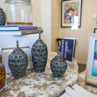 Antique Emerald Hive Textured Candy Jars