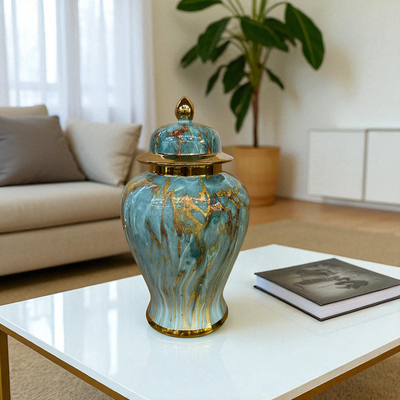 Aurora Turquoise Marble Textured Urns