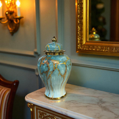Aurora Turquoise Marble Textured Urns