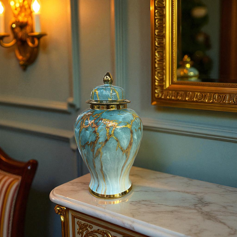 Aurora Turquoise Marble Textured Urns