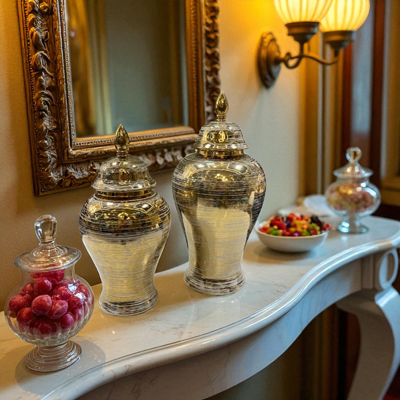 Luxe Golden Mirage Porcelain Jars