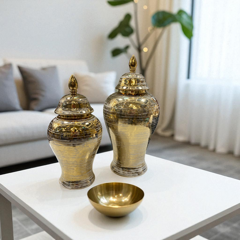 Luxe Golden Mirage Porcelain Jars