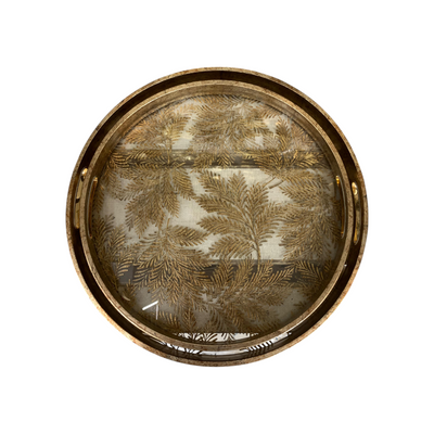 Antique Gold-Finish with Leaf Design Serving Trays